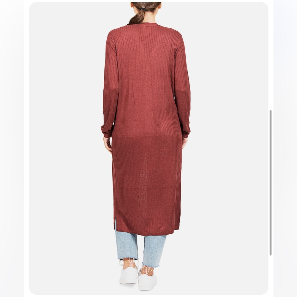 HIPPIE ROSE Walnut Ribbed Duster Cardigan XS - Picture 3 of 5